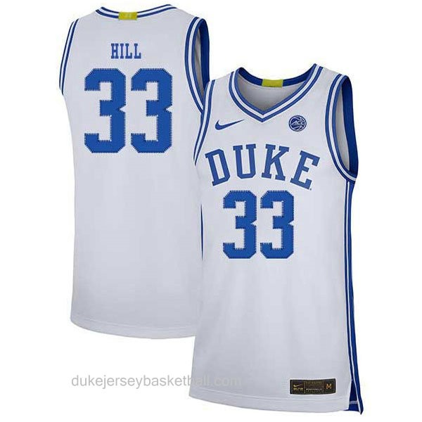 Mens Grant Hill Duke Blue Devils #33 Authentic White Colleage Basketball Jersey